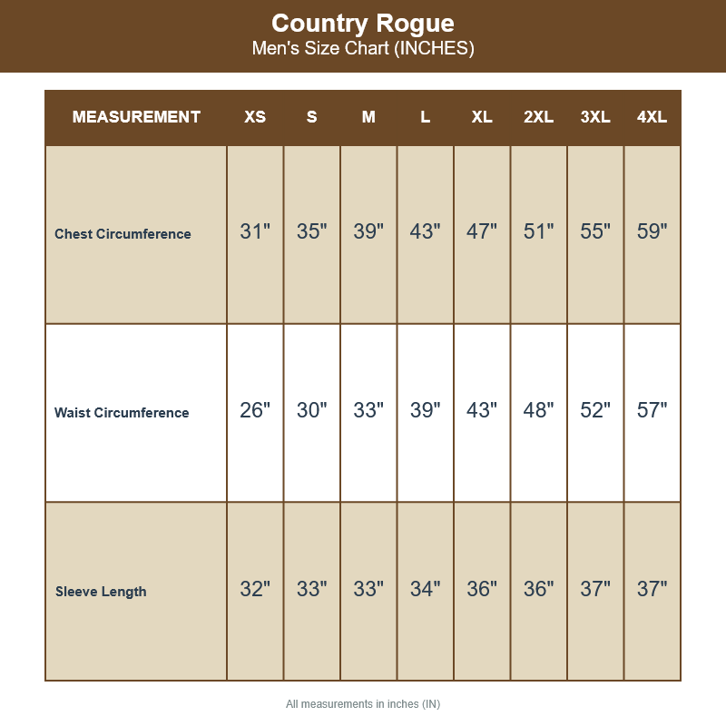 Men's Size Chart IN